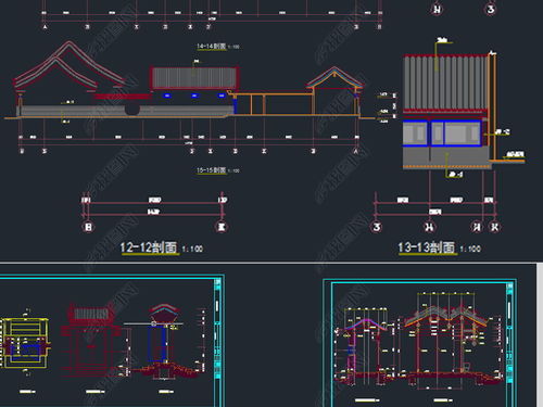 北京四合院全套施工cad图和效果图片设计平面图下载
